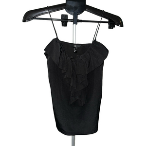 H&M BLACK V NECK RUFFLE CAMISOLE